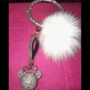 Mickey Key Chain with Fur Ball